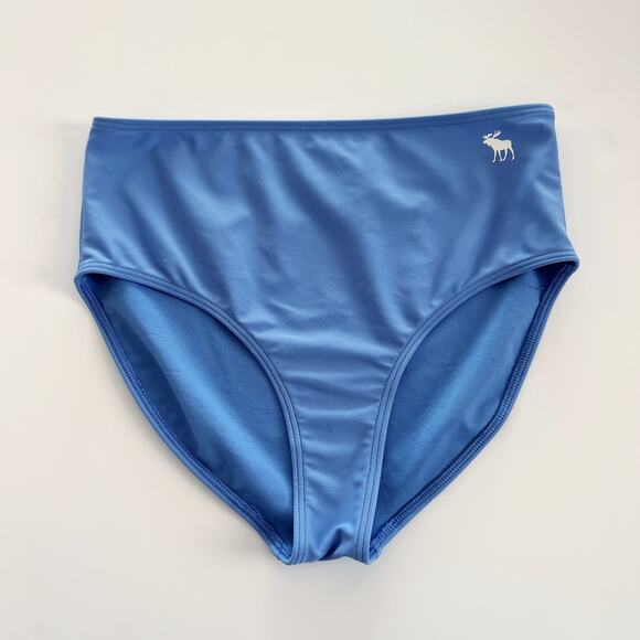 [Abercrombie Kids] Blue High Waisted Logo Bikini Bottom NWT Swim Beach Sz 13/14 - Picture 1 of 10